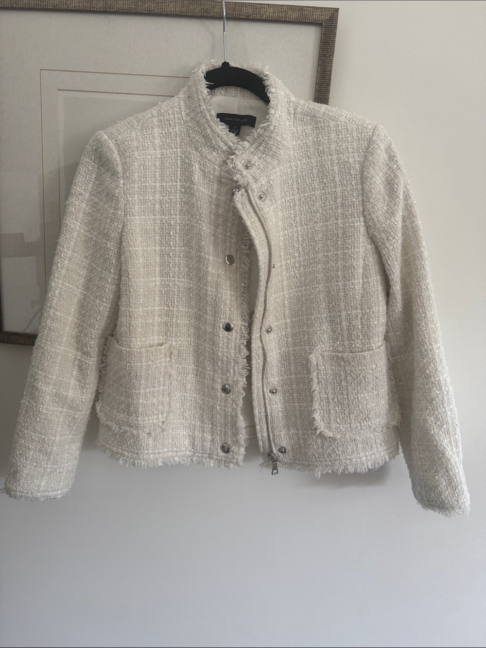 Ann Taylor Cream Tweed Blazer size 0